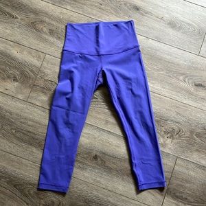 Lululemon Wunder Under Crop II Full On Luon Roll Down Iris Flower Purple 4